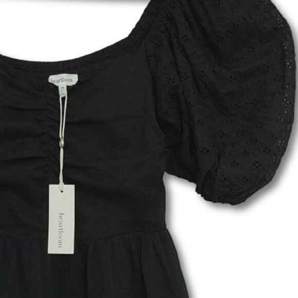 NWT HEARTLOOM Cella Embroidered Eyelet Puff Sleeves Smocked Tiered Mini Dress - Picture 5 of 9
